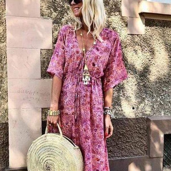 Dresses & Skirts - Fashion V-Neck Flare Sleeve Print Maxi Dress